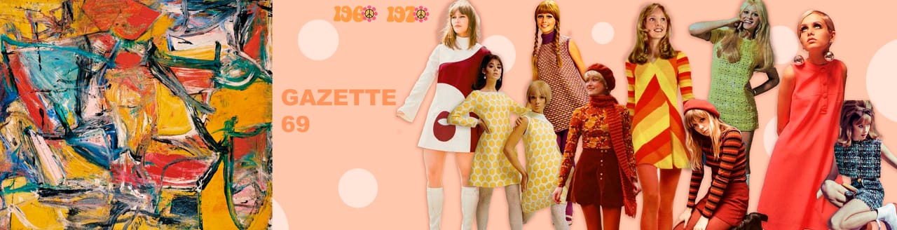 Mood board for the GAZETTE 69 collection: photographic references, textile samples and the collection title.