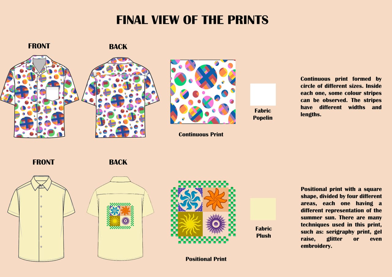 Design plate for PLAYFUL TECH: fashion illustrations and technical flat drawings with construction annotations.
